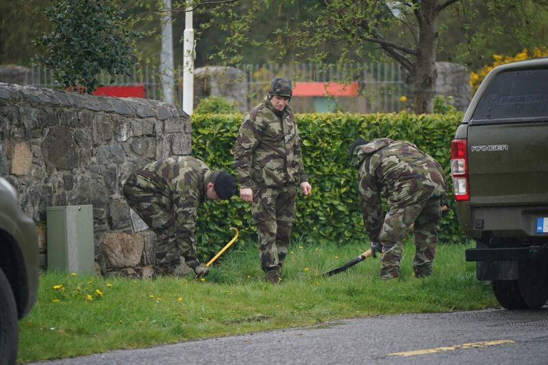 Defence Forces engineers check the road into Carlingford, Co Louth, ahead of a visit from Joe Biden earlier this year. Photograph: Niall Carson/PA