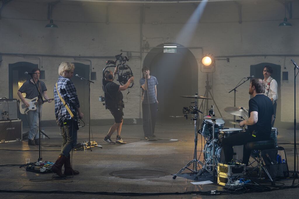 Fontaines DC performing on Other Voices Courage, live music during lockdown, streaming to a worldwide audience from Kilmainham Gaol.
Photograph: Alan Betson