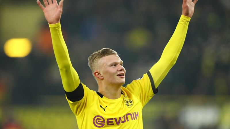 Erling Haaland has scored five goals in two Borussia Dortmund appearances. Photograph:  Dean Mouhtaropoulos/Getty