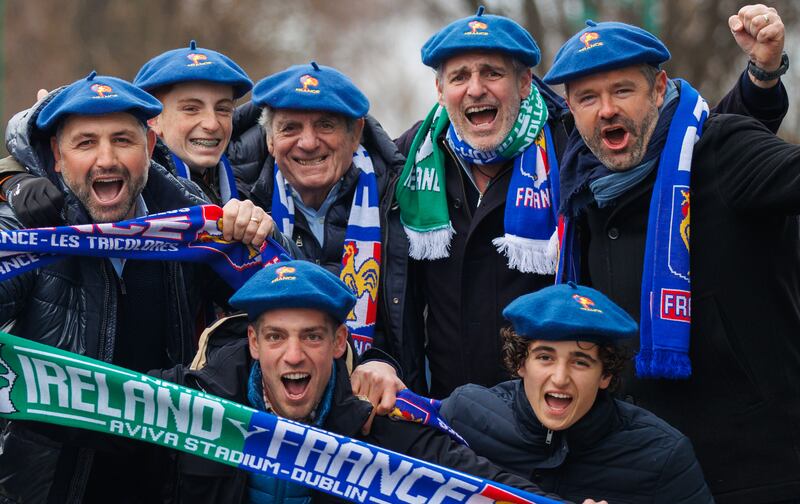 French fans before the game. Photograph: James Crombie/Inpho