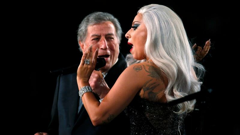 Tony Bennett and Lady Gaga perform Cheek to Cheek. Photograph: Lucy Nicholson/Reuters