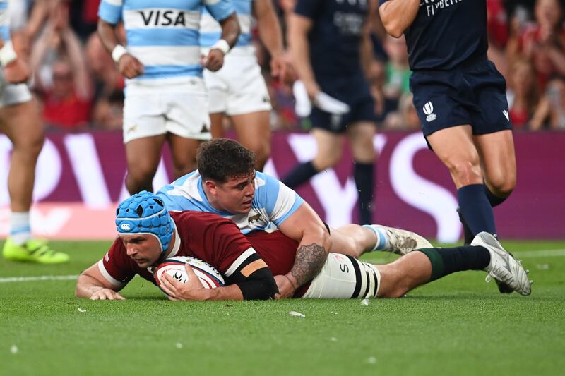 Tadhg Beirne scores a try for the Lions against Argentina. Photograph: Charles McQuillan/Getty Images