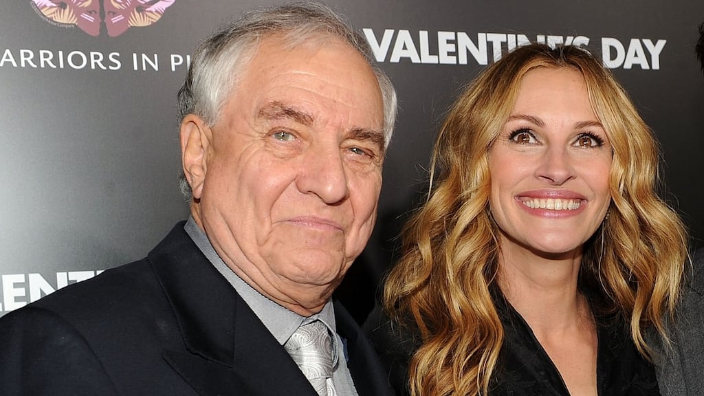 Director Garry Marshall pictured with Julia Roberts at the Los Angeles premiere of his movie Valentine’s Day in 2010. Photograph: Kevin Winter/Getty Images