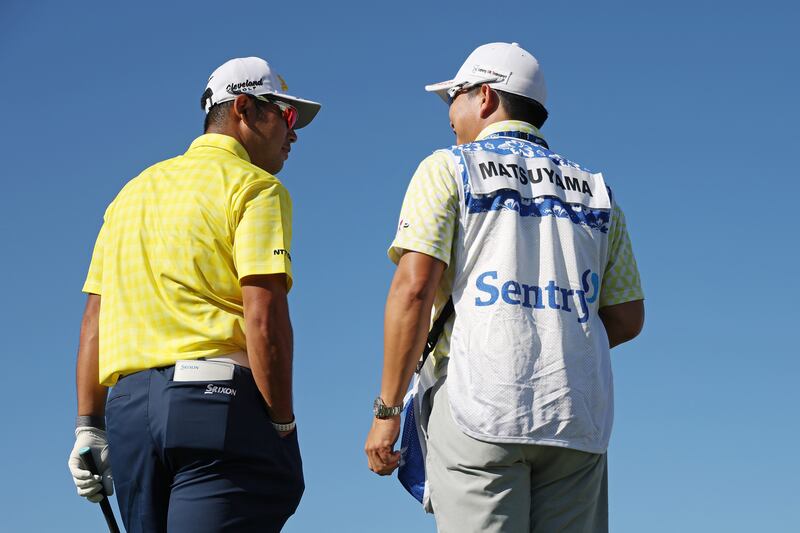 Japan's Hideki Matsuyama on the first tee during the final round of The Sentry at the Plantation Course at Kapalua Golf Club, Hawaii, on January 5th, 2025. Photograph: Sarah Stier/Getty Images
