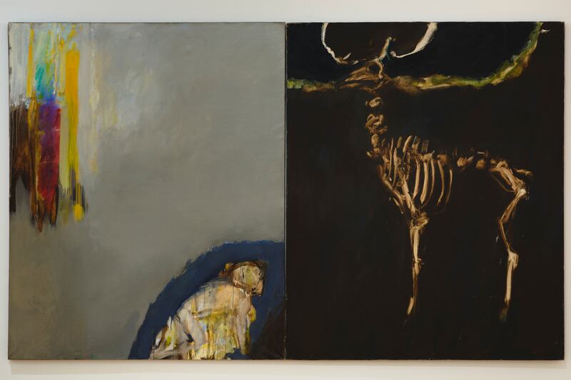 Barrie Cooke, Elk Meets Sweeney Oil on canvas, 200 x 331cm, 1986 Private Collection. Photograph: Ros Kavanagh
