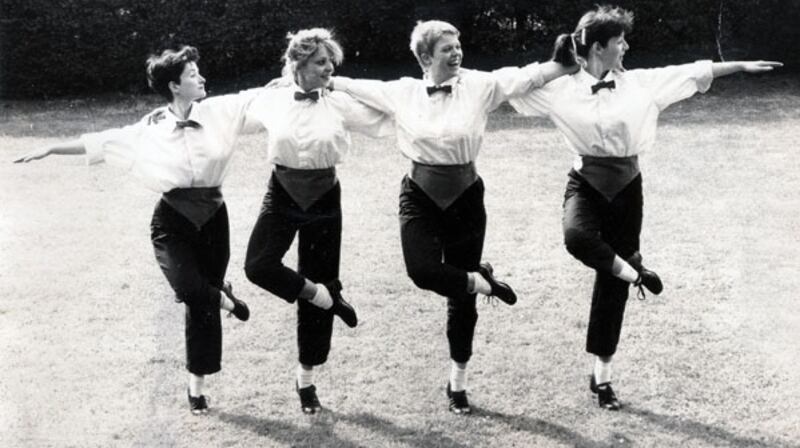 Máire Clerkin (right)  with the Hairy Marys in 1986.