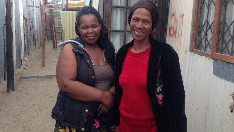 Monica Bokwe, left, and Letticia Martins   in Nkanini informal settlement.  Photograph: Bill Corcoran