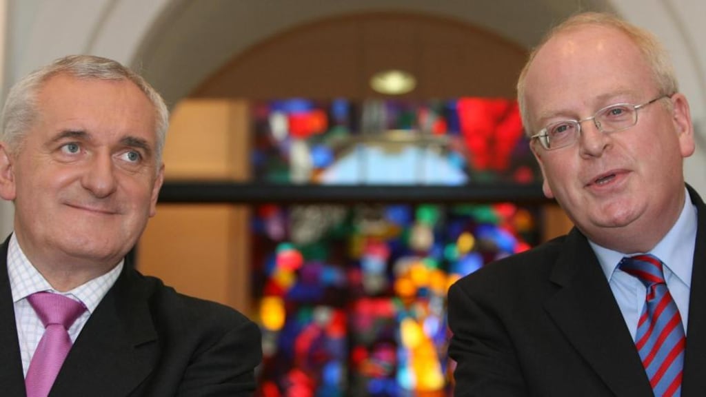 Michael McDowell with Bertie Ahern. His self-love seems to have survived his membership of the worst government in the history of the State and his leading of his party to oblivion. Photograph: PA