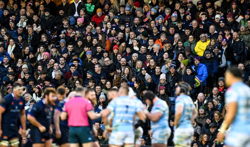 A crowd of 40,063 fans watch last December's derby between Edinburgh and Glasgow Warriors at Murrayfield. Photograph: Craig Watson/INPHO