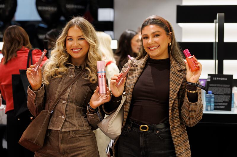 Ellen Watson and Beth McDaniel, also known as the Diabetic Duo, at the opening of the new Sephora store in Belfast's Victoria Square. Photograph: Liam McBurney/PA Wire
