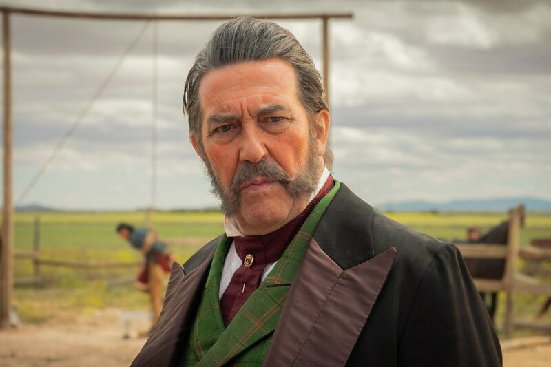 The English: Ciarán Hinds is marvellously villainous as the Wyoming hotelier Richard Watts. Photograph: Diego López Calvín/Drama Republic/BBC