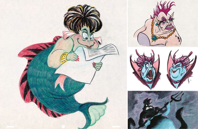 Early concept artwork for Ursula in The Little Mermaid, inspired by the drag queen Divine