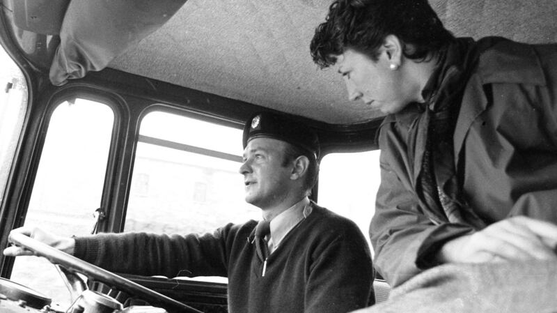 Olivia O’Leary  joining an Army driver in 1980 on one of the Defence Forces deliveries of petrol in Dublin during the oil tanker drivers’ dispute. Photograph: Tom Lawlor