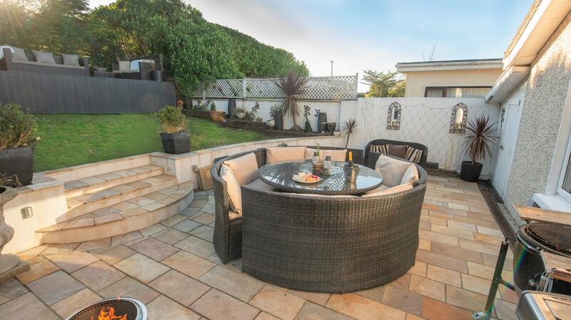 The patio and garden to the rear