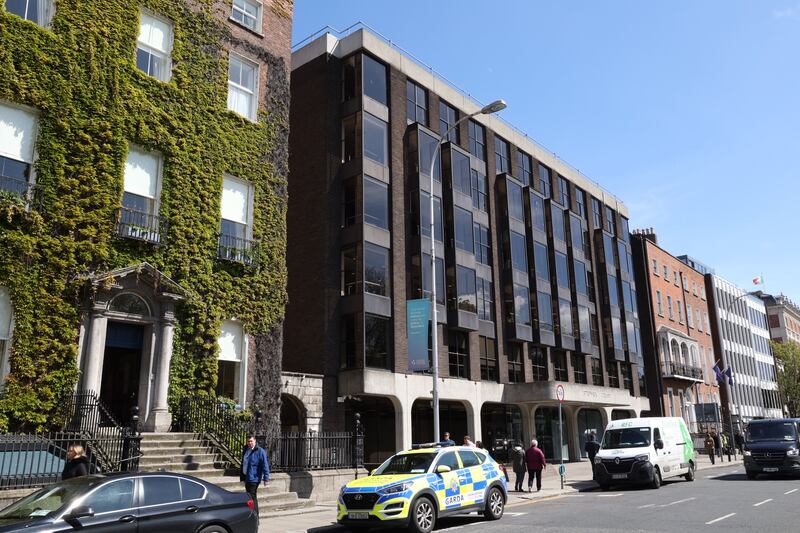 Above: Stephen Court, with the ivy-covered Kildare Street and University Club next door (photograph: Nick Bradshaw). Below: Henry J Lyons's proposed replacement