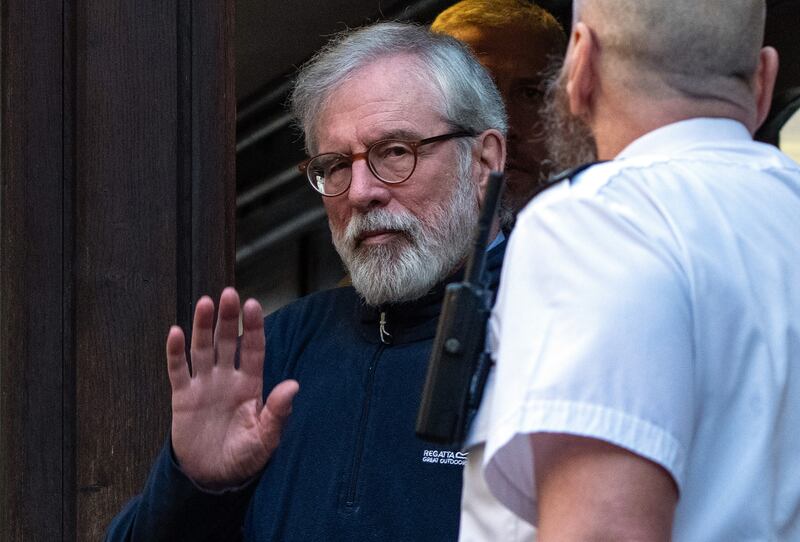 Former Sinn Féin leader Gerry Adams arrives at the Royal Courts of Justice during civil proceedings on Wednesday. Photograph: Carl Court/Getty Images