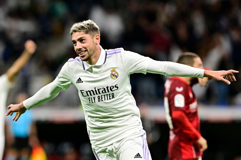 Real Madrid's Uruguayan midfielder Federico Valverde has been in excellent form so far this season. Photograph: Javier Soriano/AFP via Getty Images 