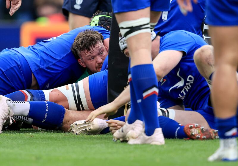 Andrew Porter scores Ireland's third try. Photograph: Dan Sheridan/Inpho
