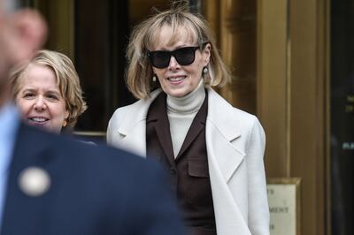 Author E Jean Carroll leaves court in New York on Wednesday. Photograph: Stephanie Keith/Bloomberg