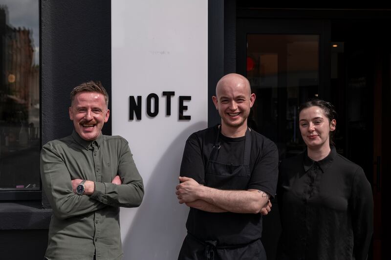 Note chef Sam Kindillon (centre), general manager Neil Kenna (left) and assistant general manager Rachel Mulligan (right). Photograph: Paulo Nunes dos Santos