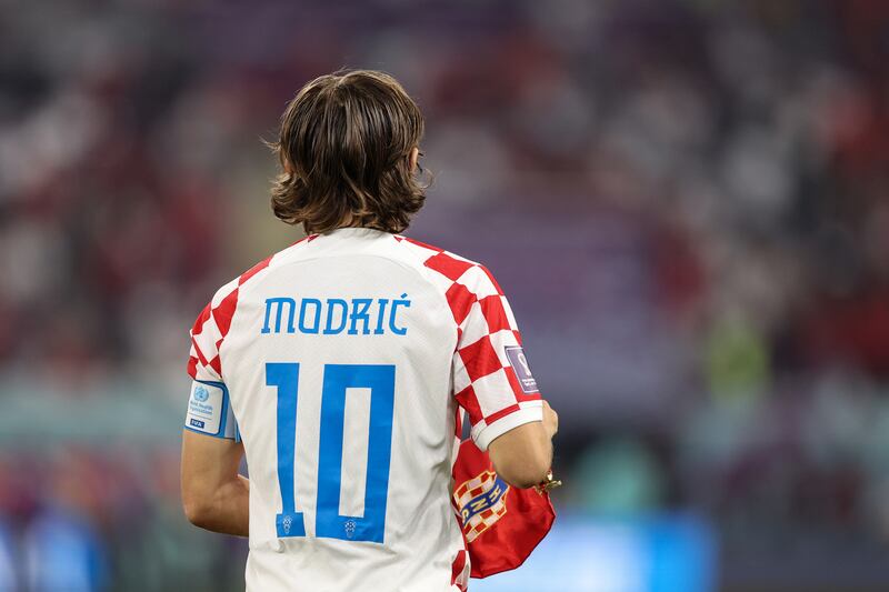 Luka Modric of Croatia after his team won the third place playoff. Photograph: Richard Heathcote/Getty