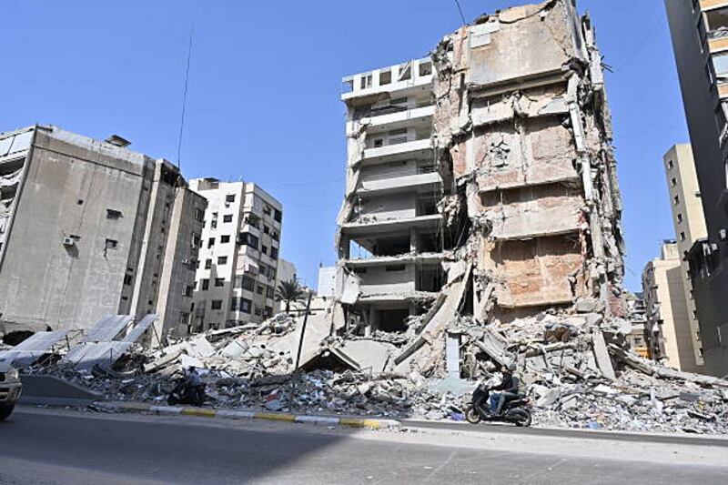  A view of destruction following the Israeli attacks on Dahieh area of Beirut, Lebanon on Wednesday. Photograph: Houssam Shbaro/Anadolu via Getty Images