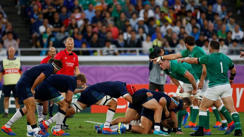 Referee Wayne Barnes  did a good job at scrum time. Photograph:  Odd Andersen/AFP/Getty Images