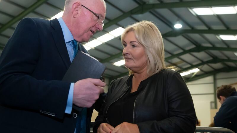 Minister for Justice Charlie Flanagan with Fine Gael byelection candidate Verona Murphy at the Wexford count centre. Photograph: Patrick Browne