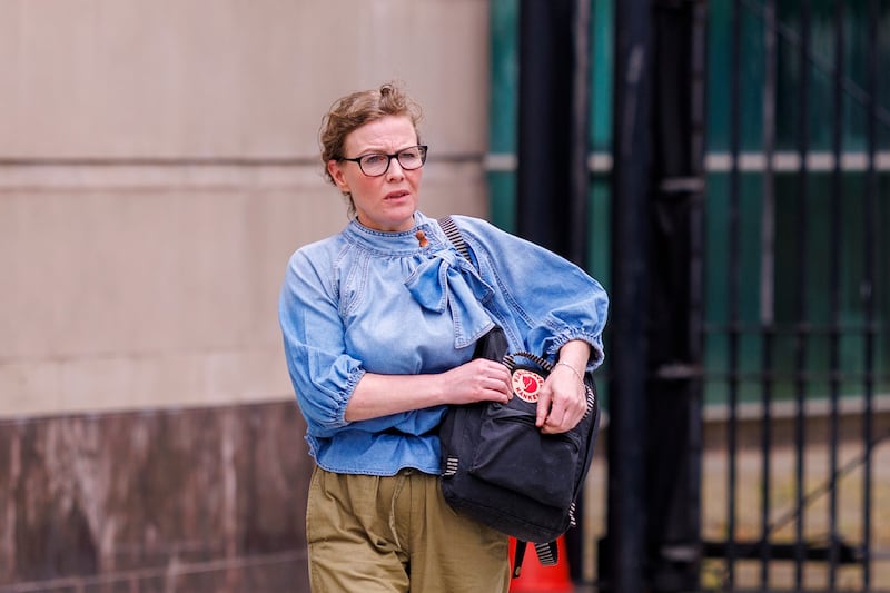 Fiona Donohoe, the mother of Noah Donohoe, outside Belfast Coroner's Court where the inquest into the teenager's death has been taking place. Photograph: Liam McBurney/PA Wire