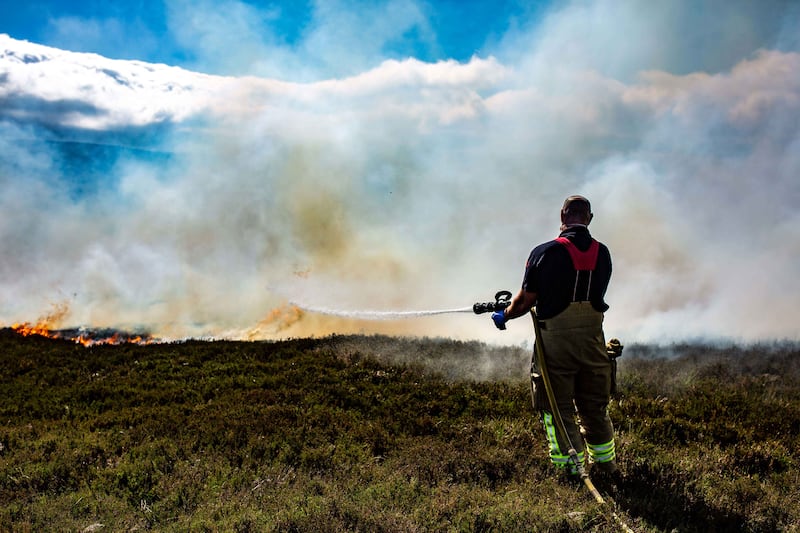 Firefighters have been battling the fire since 2am. Photograph: Damien Storan