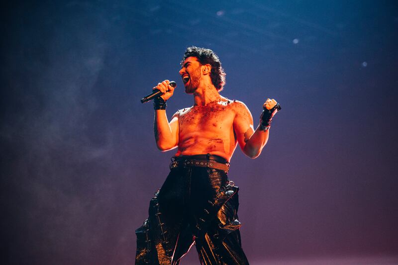 Parg performing Survivor for Armenia in Basle. Photograph: Sarah Louise Bennett/EBU