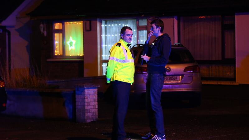 Gardaí preserve the scene of the  shooting at Blakestown Cottages, Blanchardstown. Photograph: Collins