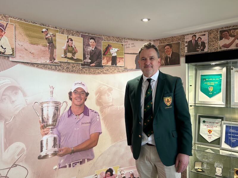 Kieran Diver, captain at Holywood Golf Club, in the club's Rory McIlroy exhibition. Photograph: Freya McClements