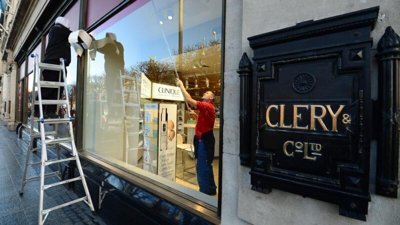 Preparations under way for the reopening of Clerys department store today. Photograph: Frank Miller / The Irish Times