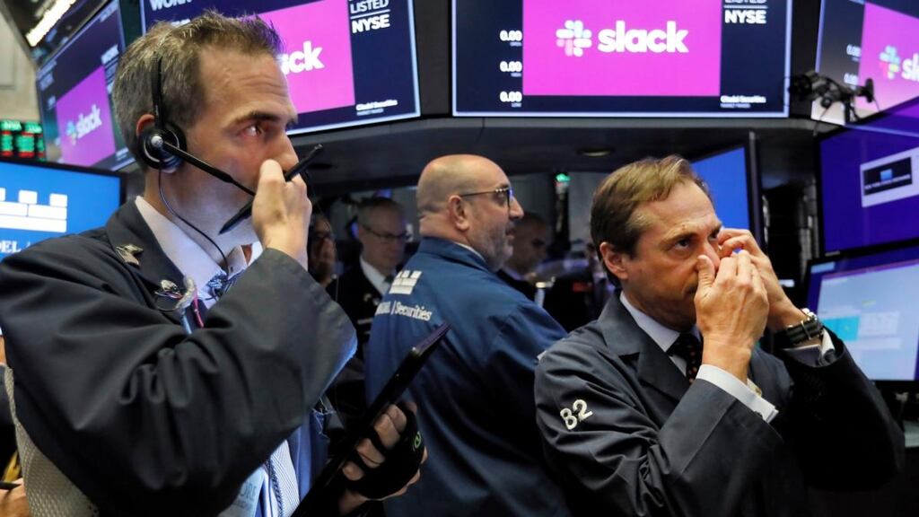 In New York, the S&P 500 fell in volatile trading as heavyweight tech-related stocks slipped after a sharp rebound in the previous session. Photograph: Richard Drew/AP Photo