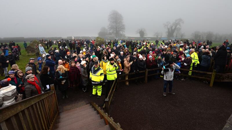 Crowds gather outside the burial chamber at Newgrange in Co, Meath for the winter solstice. Photograph: Dara Mac Dónaill / The Irish Times