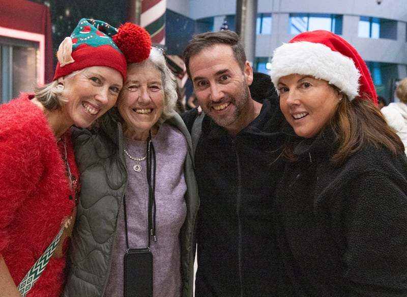 Stephen Harding is welcomed home from Los Angeles by his mother, Pat, whom he has not seen in four years, and sisters Ciara (L) and Elaine from Greystones, Co Wcklow. Photograph: Colin Keegan/Collins, Dublin