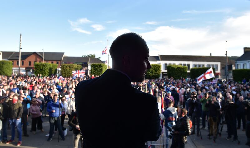 Jamie Bryson is familiar with UVF thinking and has a number of senior loyalist friends, some of whom a lot of people would consider rather shady, but insists he is not a member of the paramilitary group. Photograph: Charles McQuillan/Getty
