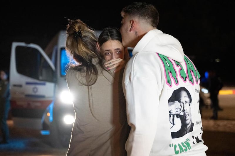 Mia Schem is reunited with her family following 55 days in Hamas captivity. Photograph: GPO via Getty Images