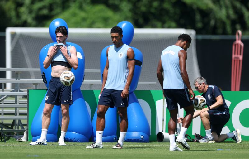 Declan Rice (left) has not been at his best at the World Cup, but Jude Bellingham (second from left) has been outstanding for England. Photograph: Richard Pelham/Getty Images