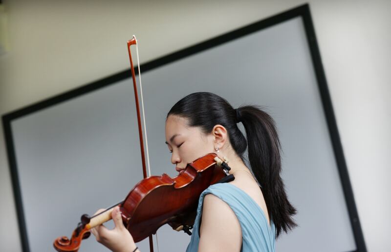 Iona Wu (16) from Dundrum on violin at the annual Feis Ceoil. Photograph: Bryan O’Brien/The Irish Times 
