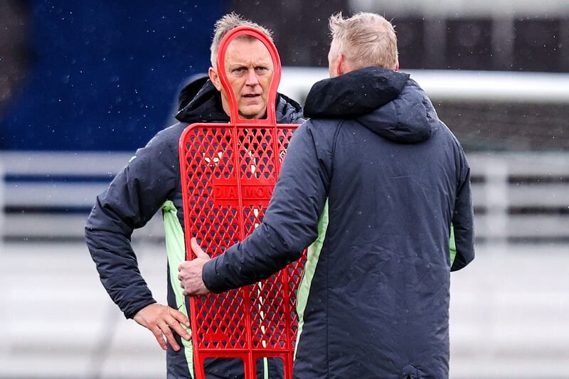 Heimir Hallgrímsson during an Ireland training session in Helsinki on Wednesday. Photograph: Ryan Byrne/Inpho