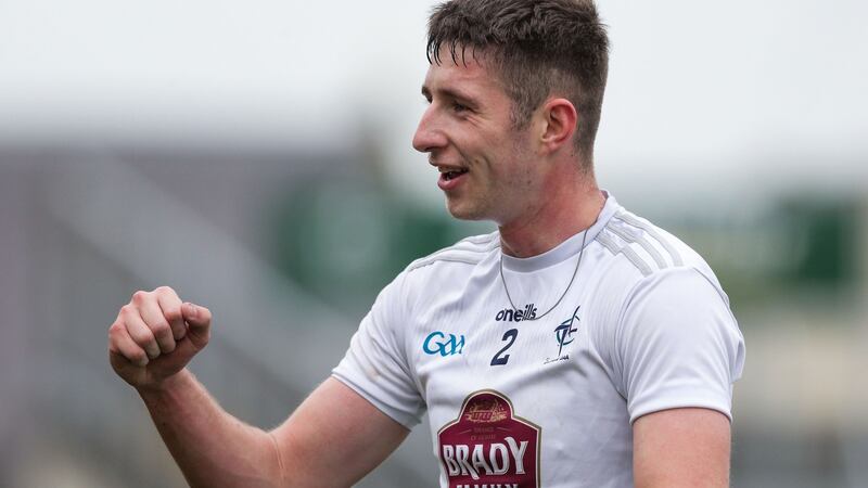 Shea Ryan celebrates Kildare’s win over Westmeath. Photograph: Inpho