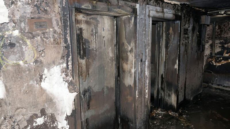 Burnt-out elevators inside the Grenfell Tower  in North Kensington,  London. Photograph: London Metropolitan Police/EPA