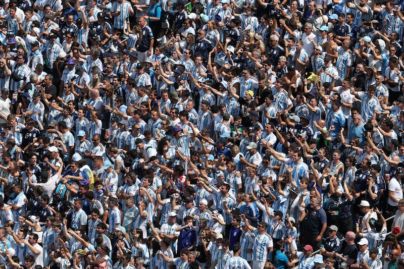 Argentina fans in the stands at MetLife Stadium.