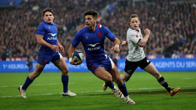Romain Ntamack: provided a moment to remember with a memorable break from behind his own try line in the November victory over New Zealand at the Stade de France. Photograph: James Crombie/Inpho