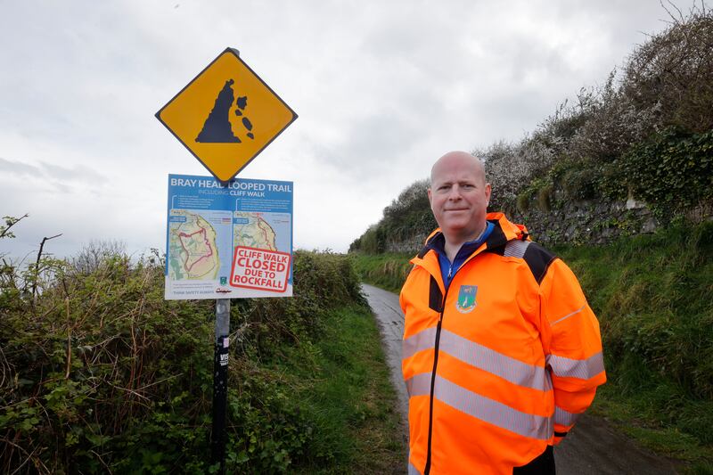 Stephen Fox, executive engineer of Bray Municipal District: 'Throughout 2023, the council worked on getting the rock face assessed and a design for mitigation measures put in place.' Photograph: Alan Betson 
