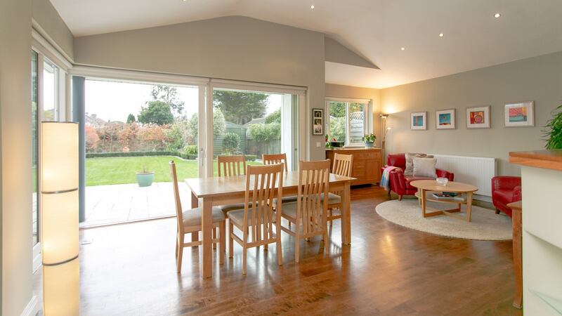 The kitchen/living/dining area at 47 Glenabbey Road, Mount Merrion, Co Dublin