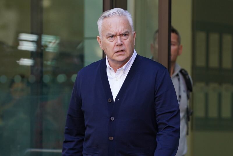 Former BBC broadcaster Huw Edwards leaves Westminster Magistrates' Court, where he was sentenced to six months' imprisonment. Photograph: Lucy North/PA Wire