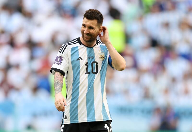 Lionel Messi manages a smile during a defeat that only Kevin Doyle saw coming. Kind of. Photograph: Catherine Ivill/Getty Images